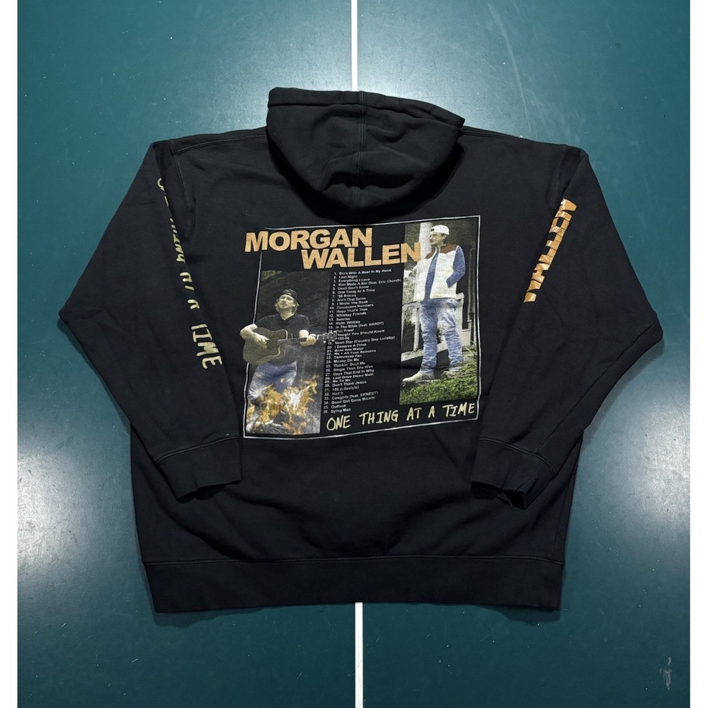 Morgan Wallen One Thing At A Time Hoodie Sweatshirt Men's XL Black Tour RARE